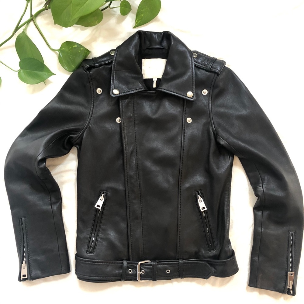 MAJE Bocelui Leather Biker Jacket with Belt Size M - Picture 6 of 16